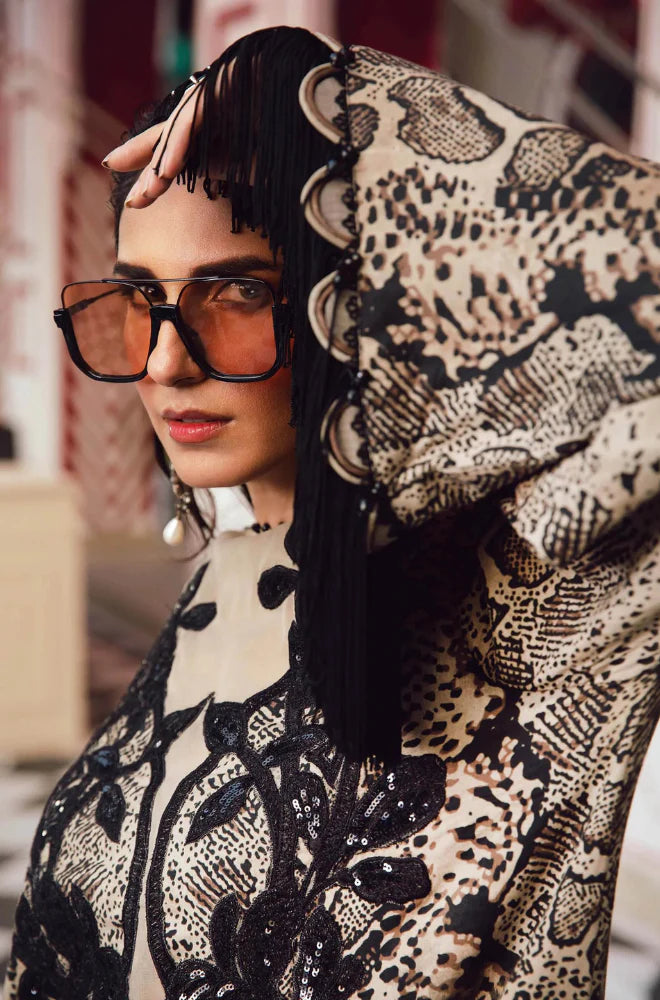 Maria B | 3-Pcs Unstitched Digital Print Embroidered Silk Dress