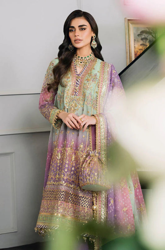 BAROQUE | 3-PCS Unstitched Embroidery Chiffon Suit With Silk Trouser