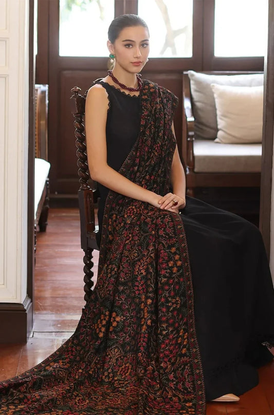 Beechtree | 3-Pcs Unstitched Dhanak Embroidered Shirt with Dhanak Heavy Embroidered Shawl