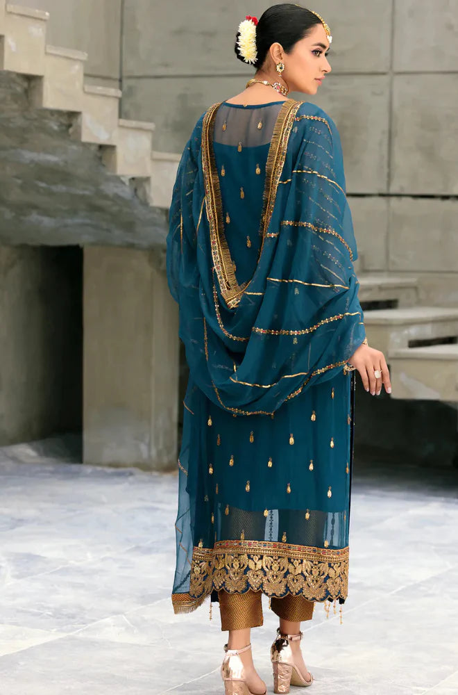 Fully Embroidered Party Wear Suit 3-PCS Unstitched Wedding Collection Mirza Collection