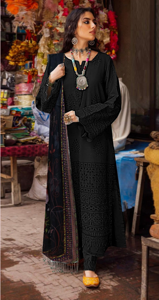 Summer Glow Embroidered Lawn 3-PCS Unstitched Fancy Lawn Embroidery Cutwork With Chiffon Mirza Collection