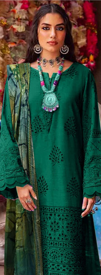 Summer Glow Embroidered Lawn 3-PCS Unstitched Fancy Lawn Embroidery Cutwork With Chiffon Mirza Collection