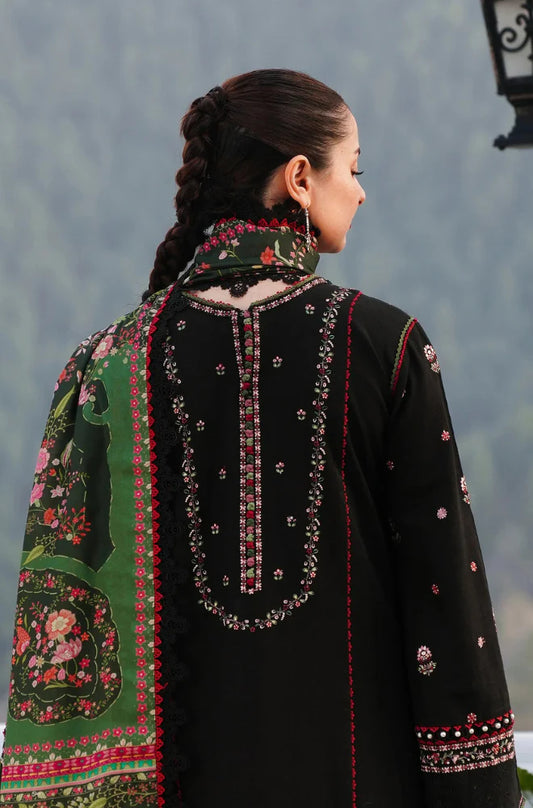 Hussain Rehar | 3-PCS Unstitched Dhanak Embroidered Shirt With Digital Printed Shawl and Embroidered Trouser