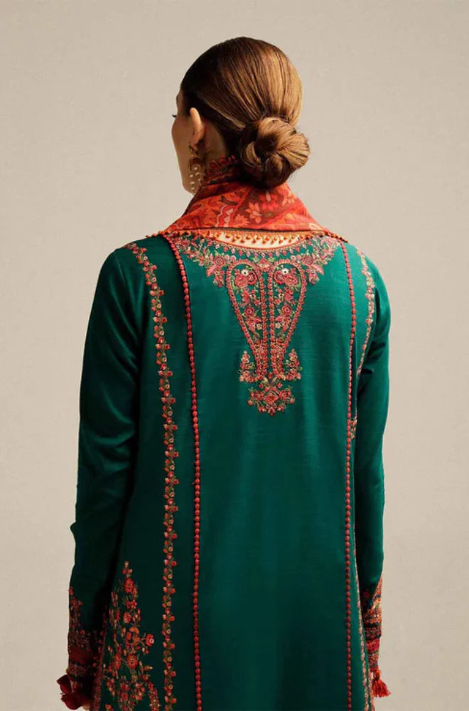 Winter Luxe Embroidered Collection 3-PCS Unstitched Dhanak Embroidered Shirt with Dhanak Shawl(2-Coulor's) Mirza Collection