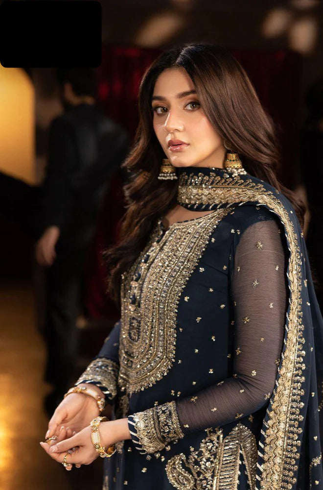 Best Seller Designer Wear 3-PCS Chiffon Embroidered Unstitched Collection Mirza Collection