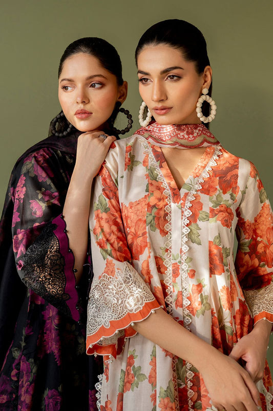 Top Rated Designer Suit 3-PCS Unstitched Lawn With Chiffon Embroidered Dupatta Mirza Collection