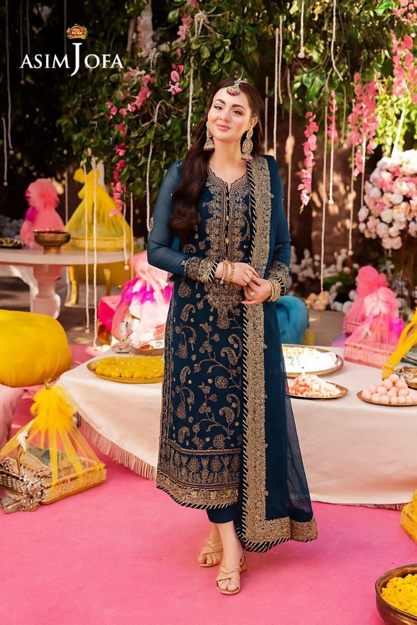 Party Glam Luxury Suit 3-PCS Unstitched Chiffon With Malai Trouser Mirza Collection