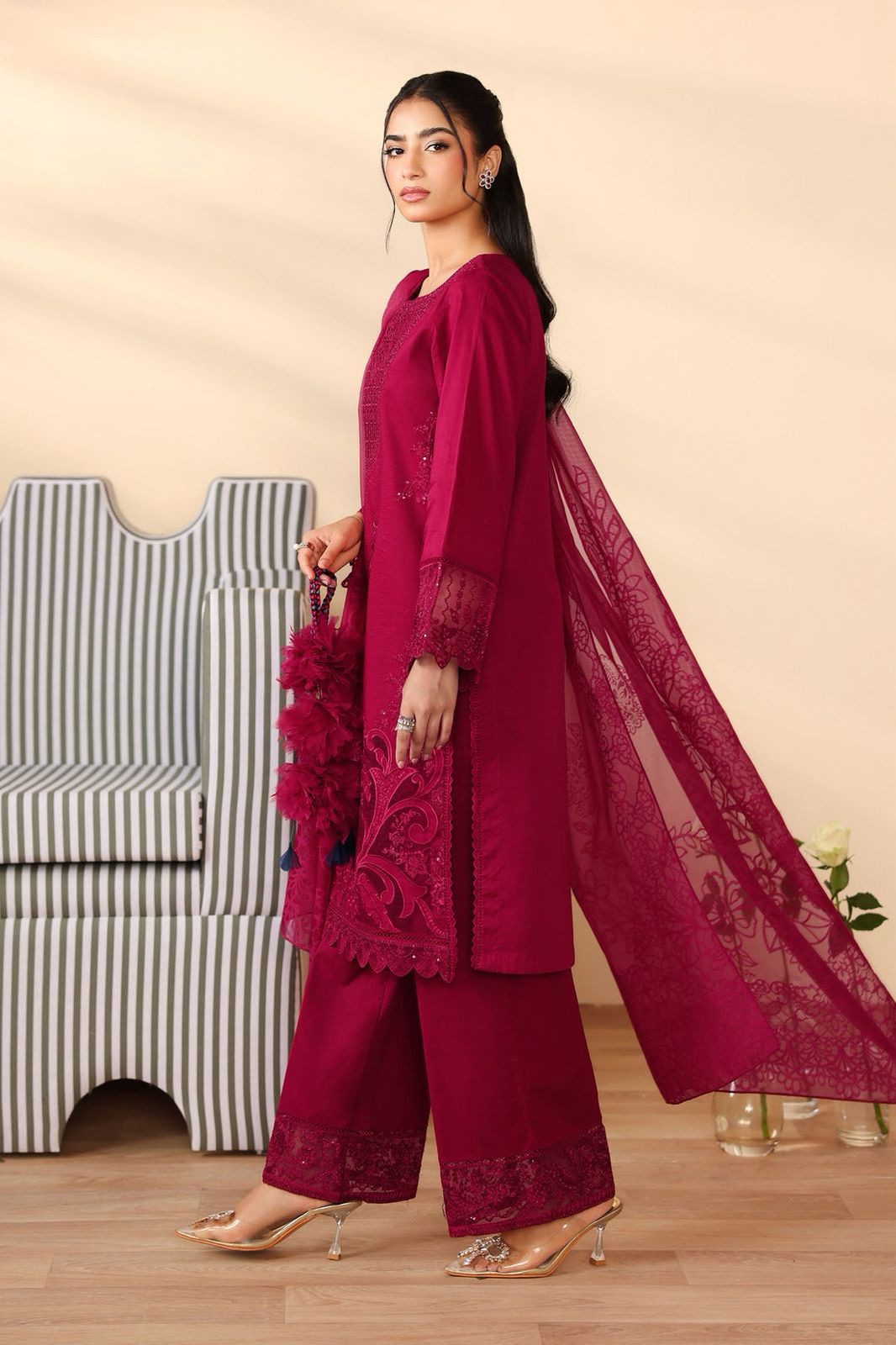 Winter Elegance Premium Suit 3-PCS Unstitched Luxury Dhanak Embroidered Mirza Collection