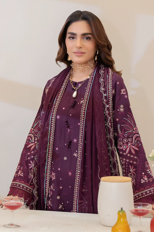 Summer Glow Embroidered Lawn 3-PCS Unstitched Embroidered Shirt with Embroidered & Printed Net Dupatta Mirza Collection