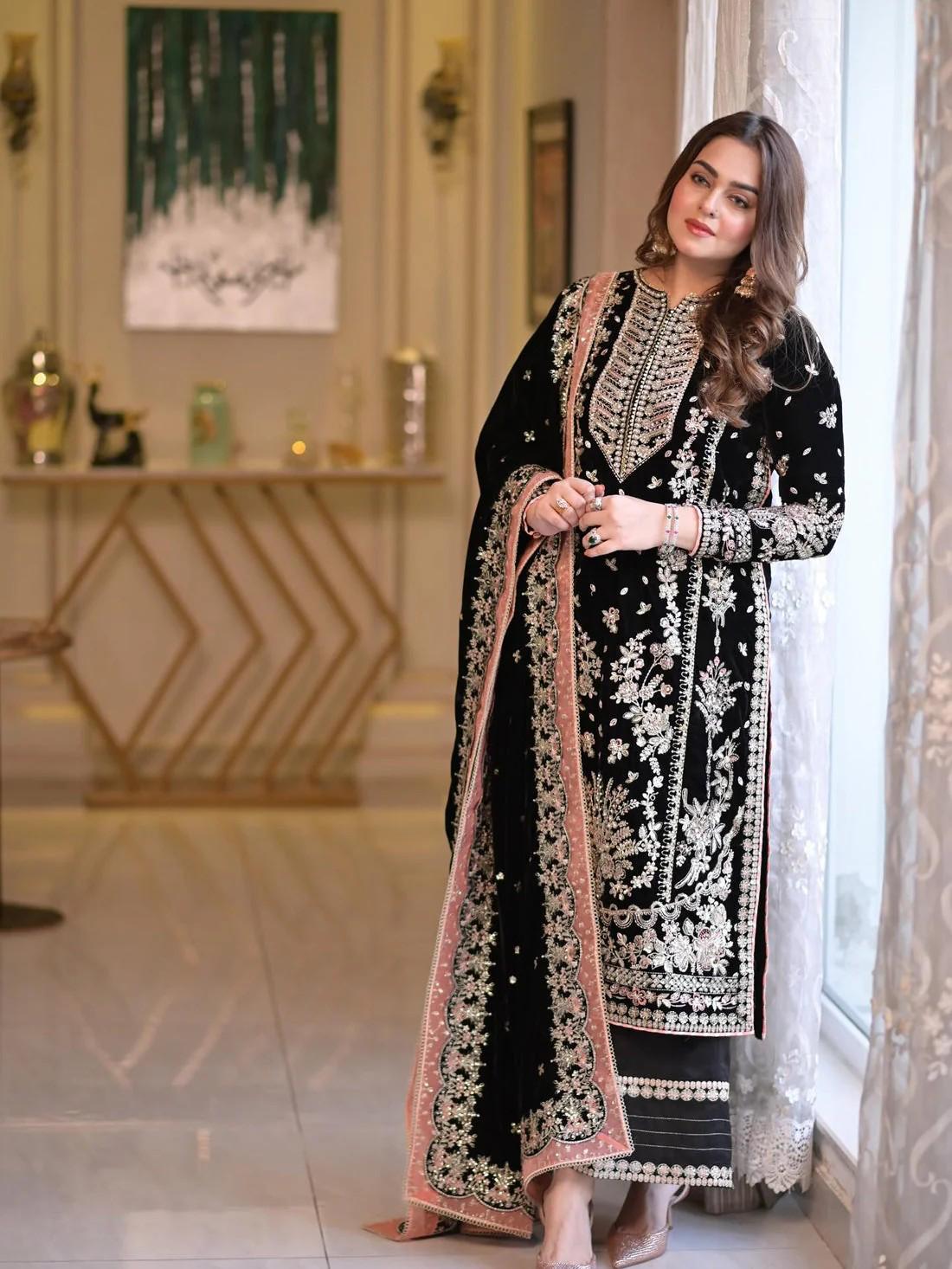 Best Seller Designer Wear 3-PCS Unstitched Luxury Lawn Embroidered & Chiffon Mirza Collection