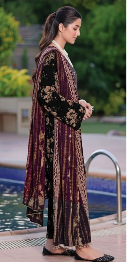 Party Glam Luxury Suit 3-PCS Unstitched Lawn With Chiffon Dupatta Mirza Collection