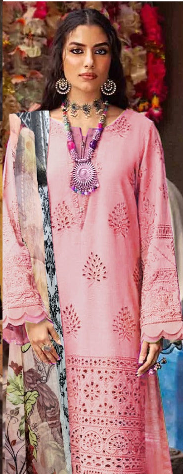 Summer Glow Embroidered Lawn 3-PCS Unstitched Fancy Lawn Embroidery Cutwork With Chiffon Mirza Collection
