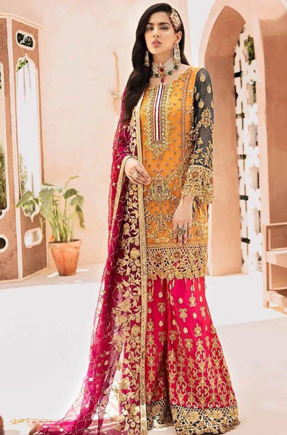 Eman Adeel | 3PCS Unstitched Chiffon Embroidery Suit with Net Embroidery Dupatta