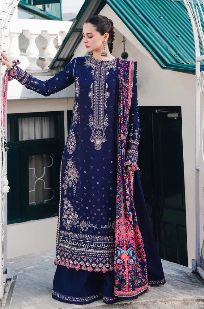 Hussain Rehar | 3-PCS Unstitched Dhanak Embroidered Shirt with coterie Shawl