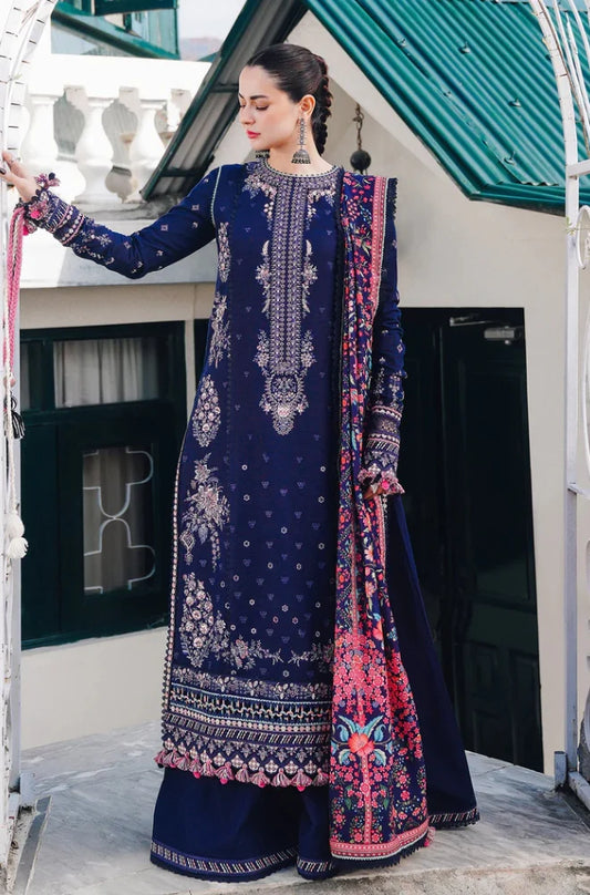 Hussain Rehar | 3-PCS Unstitched Dhanak Embroidered Shirt with coterie Shawl