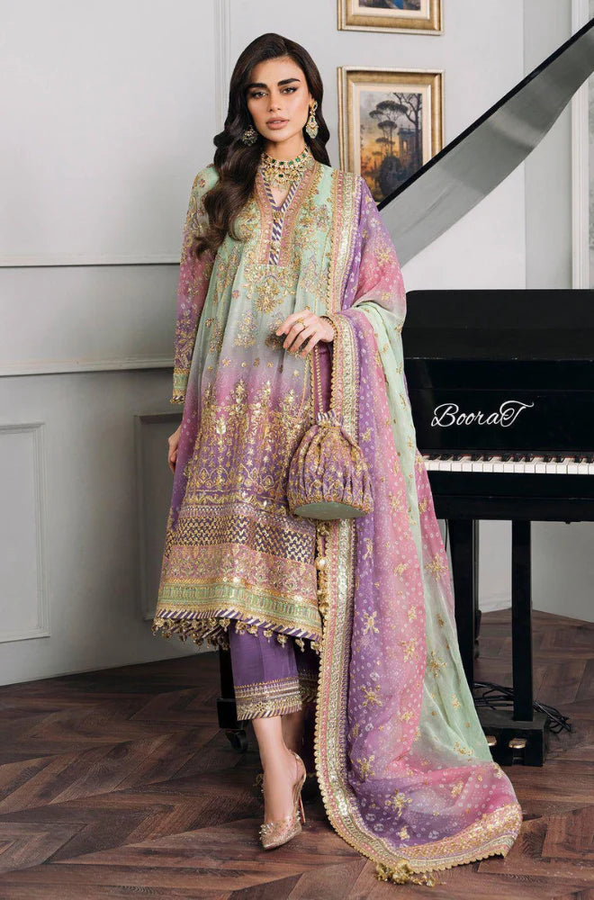 BAROQUE | 3-PCS Unstitched Embroidery Chiffon Suit With Silk Trouser