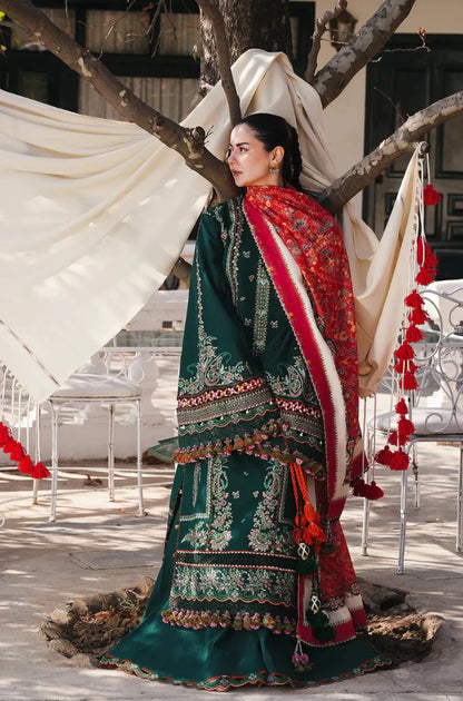 Hussain Rehar | 3-PCS Unstitched Dhanak Embroidered Shirt with Digital Printed Shawl