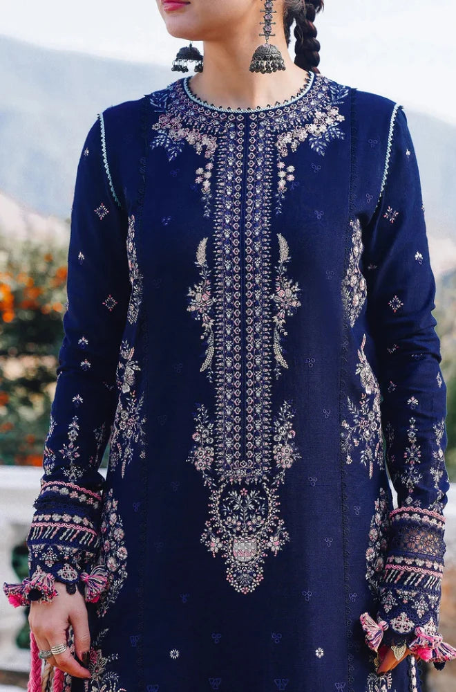 Hussain Rehar | 3-PCS Unstitched Dhanak Embroidered Shirt with coterie Shawl