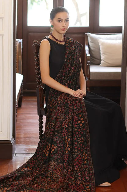 Beechtree | 3-Pcs Unstitched Dhanak Embroidered Shirt with Dhanak Heavy Embroidered Shawl