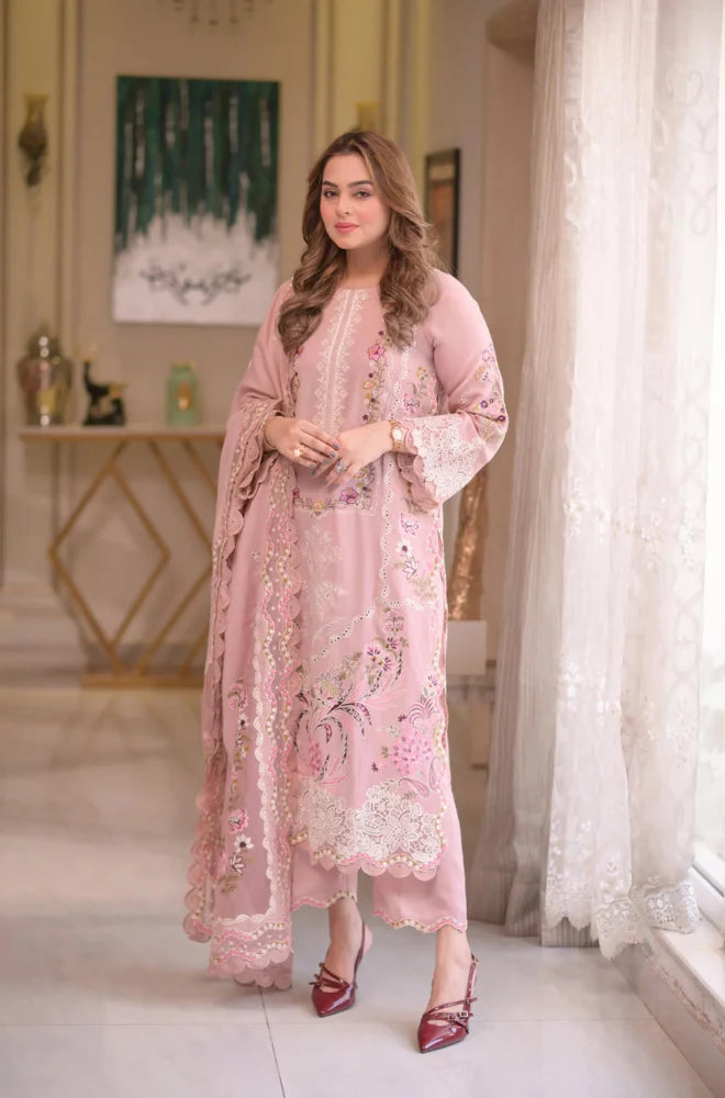 Summer Glow Embroidered Lawn 3-PCS Unstitched Embroidered Shirt with Embroidered Chiffon Dupatta Mirza Collection