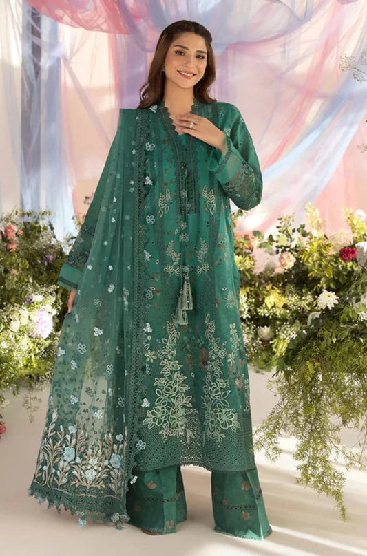 Fully Embroidered Party Wear Suit 3-PCS Unstitched Embroidered Shirt with Embroidered Bamber Chiffon Dupatta Mirza Collection