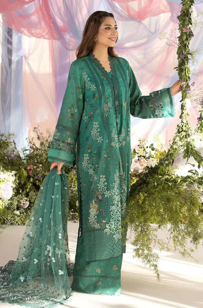 Fully Embroidered Party Wear Suit 3-PCS Unstitched Embroidered Shirt with Embroidered Bamber Chiffon Dupatta Mirza Collection