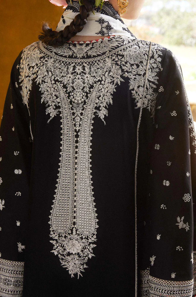 Hussain Rehar | 3-Pcs Embroidered Dhanak Suit With Dhanak Printed Shawl