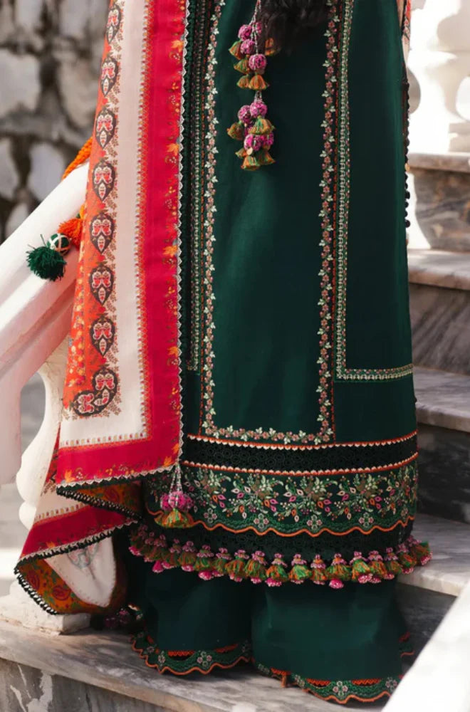 Hussain Rehar | 3-PCS Unstitched Dhanak Embroidered Shirt with Digital Printed Shawl