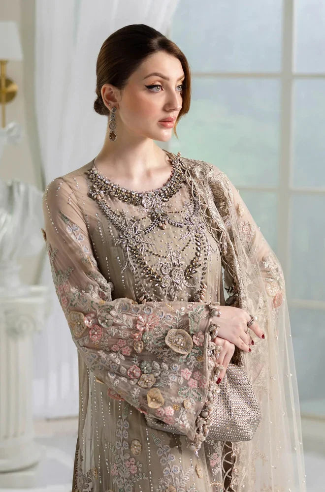 Luxury Dress Fully Heavy Embroidered Spangle Work Front With Chiffon Fully Spray Diamond Work Dupatta Mirza Collection