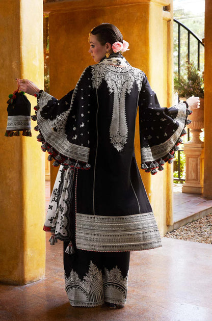 Hussain Rehar | 3-Pcs Embroidered Dhanak Suit With Dhanak Printed Shawl