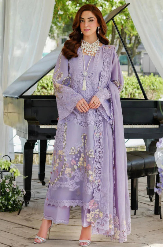 Summer Glow Embroidered Lawn 3-PCS Unstitched Embroidered Shirt with Embroidered Slub Net Dupatta Mirza Collection