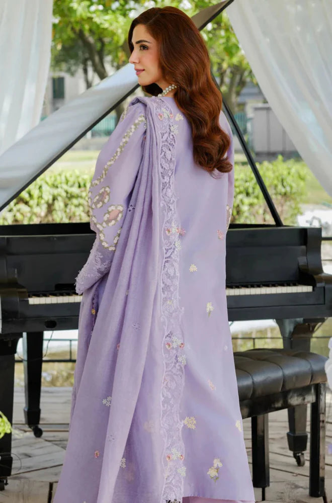 Summer Glow Embroidered Lawn 3-PCS Unstitched Embroidered Shirt with Embroidered Slub Net Dupatta Mirza Collection
