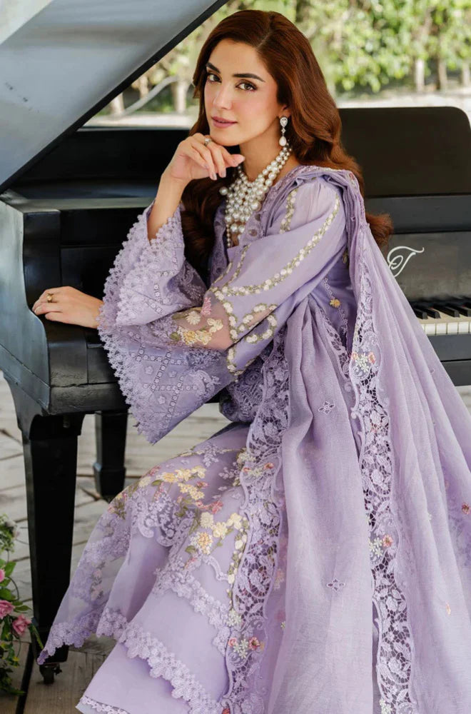 Summer Glow Embroidered Lawn 3-PCS Unstitched Embroidered Shirt with Embroidered Slub Net Dupatta Mirza Collection
