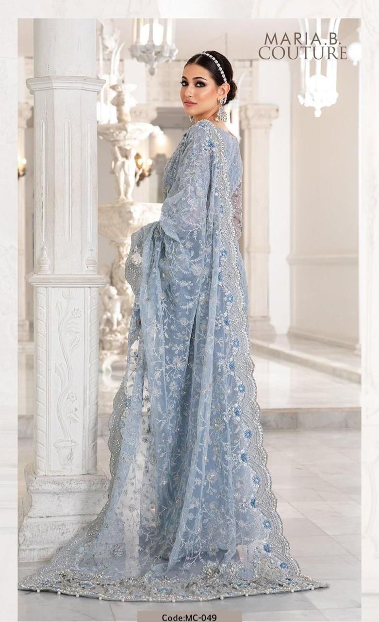 Best Seller Designer Wear Unstitched Saree Exclusive Embroidere Mirza Collection