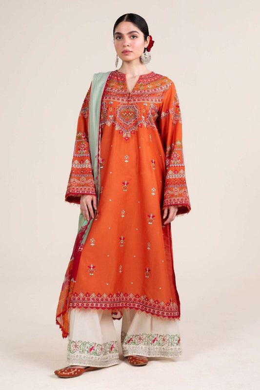 Zara Shah Jahan | 3-PCS Unstitched Dhanak Embroidered Shirt With Digital Printed Shawl and Embroidered Trouser
