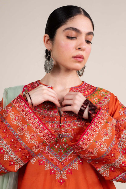 Zara Shah Jahan | 3-PCS Unstitched Dhanak Embroidered Shirt With Digital Printed Shawl and Embroidered Trouser