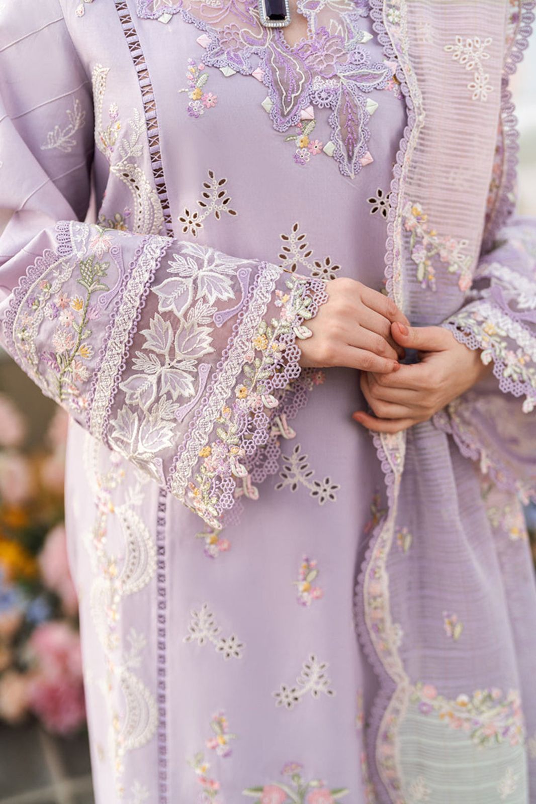 Premium Heavy Embellished Suit 3-PCS Unstitched Lawn Embroidered Shirt with Embroidered & Printed Net Dupatta Mirza Collection
