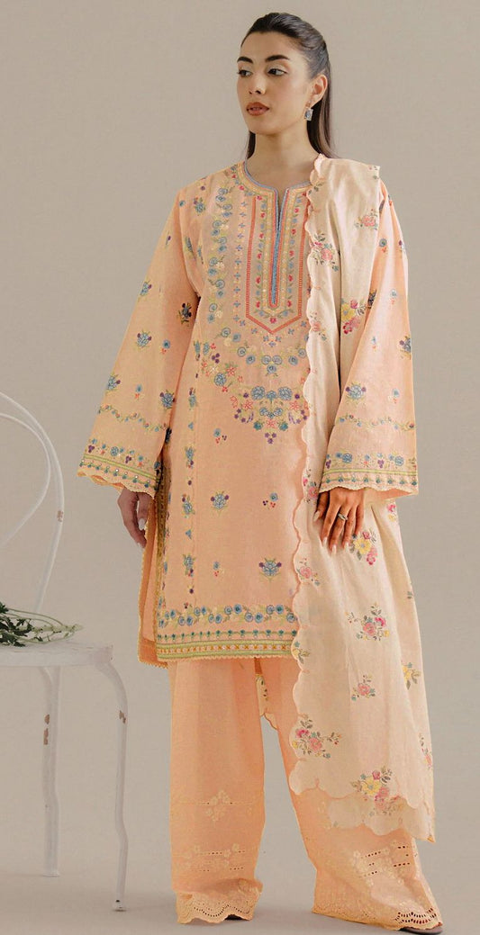 Best Seller Designer Wear 3-PCS Unstitched Embroidered & چکن کاری Luxury Lawn (2 Color's) Mirza Collection