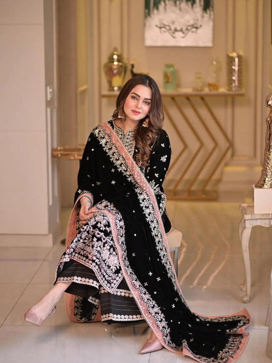 Best Seller Designer Wear 3-PCS Unstitched Luxury Lawn Embroidered & Chiffon Mirza Collection