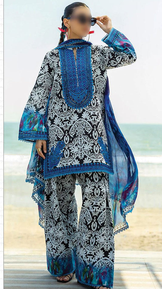 Everyday Chic Lawn Suit 3-PCS Unstitched Lawn & Chiffon Mirza Collection.PK