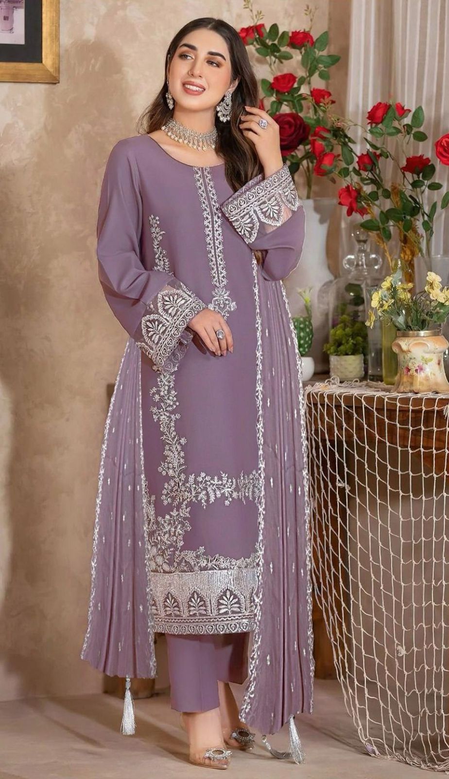 Luxury Lawn Collection 2K26 | 3-PCS Suit with Embroidered Dupatta Mirza Collection