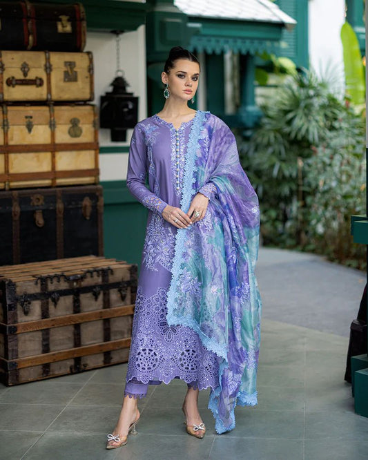 Summer Luxe Lawn Collection 2K26 | 3-PCS Suit with Printed Chiffon Dupatta Mirza Collection