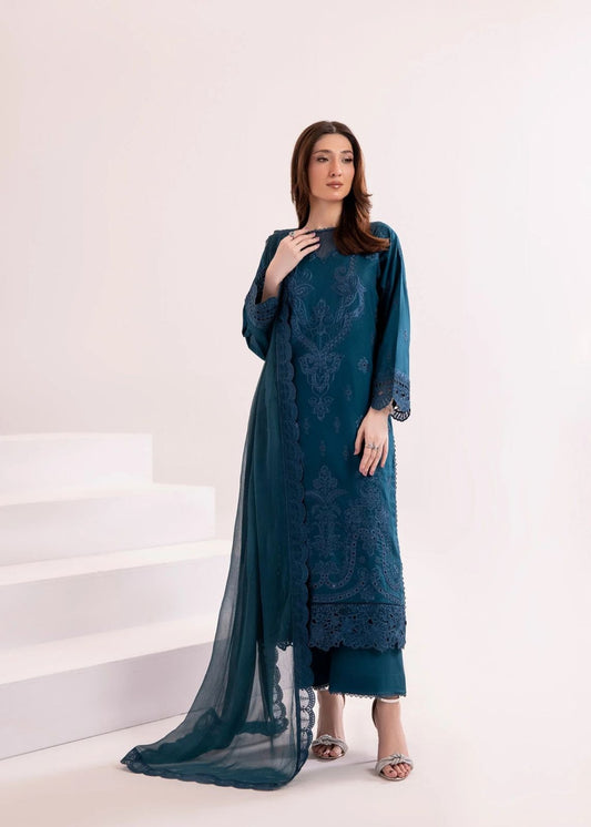 Summer Luxury Branded Lawn Collection | 3-PCS Chikan Kari Embroidered Suit Mirza Collection