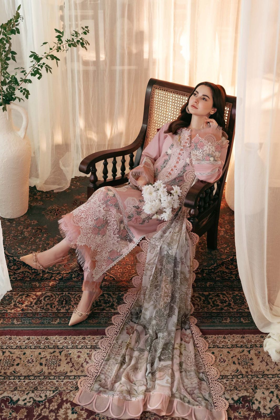 Summer Lawn – Eid Collection 2026 | Heavy Embroidered Lawn Suit with Silk Dupatta Mirza Collection