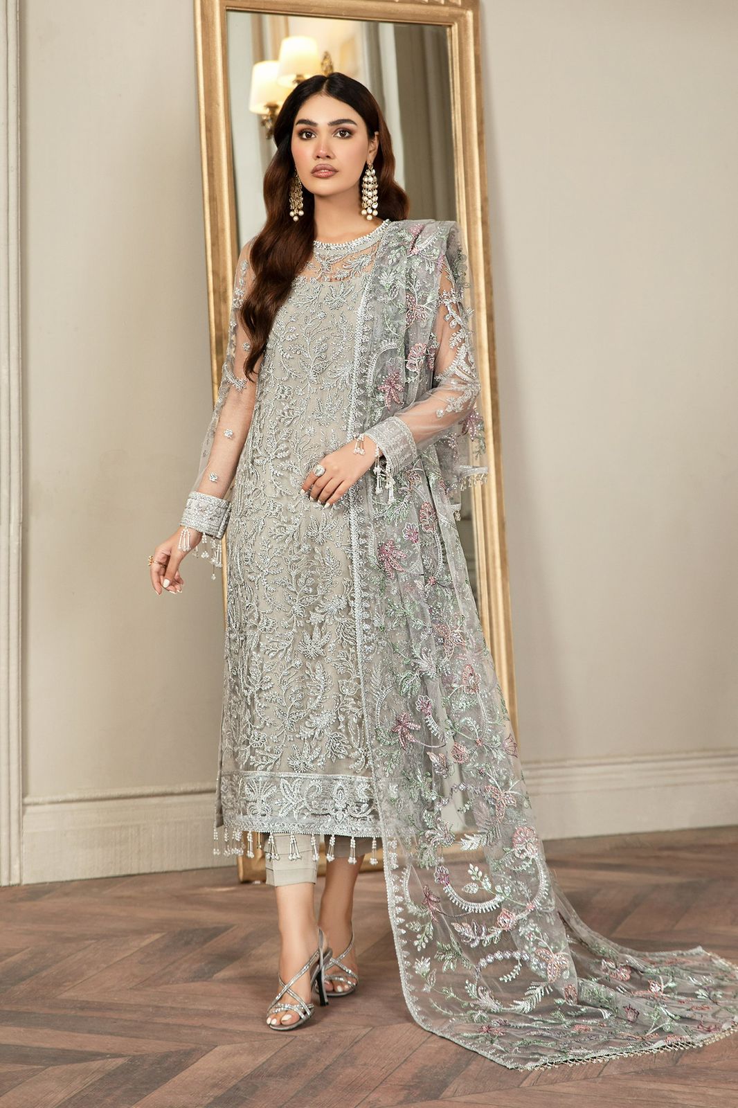 Party Glam Luxury Suit NET COLLECTION COMPLETE SUIT ON NET Mirza Collection