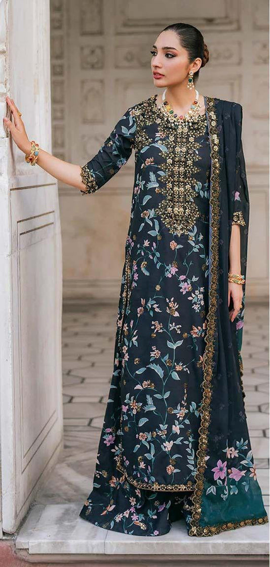 Master Quality Embroidered Lawn Suit |3-PCS With Digital Printed Dupatta Mirza Collection