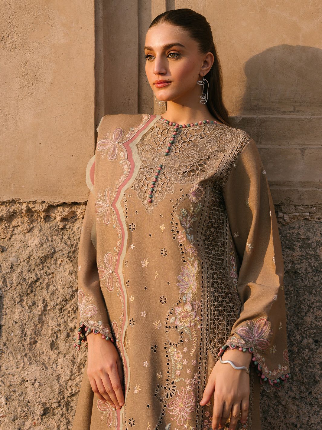 Fully Embroidered Party Wear Suit 3-PCS Unstitched Luxury Lawn With Chickenkari Lazer work Mirza Collection
