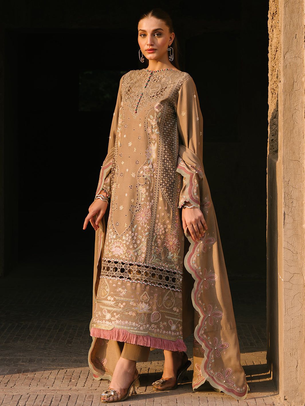 Fully Embroidered Party Wear Suit 3-PCS Unstitched Luxury Lawn With Chickenkari Lazer work Mirza Collection