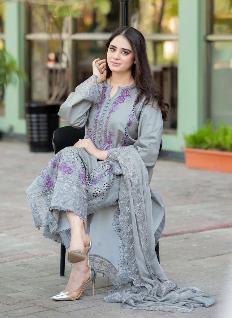Luxury Lawn Chikankari Embroidered Luxury Unstitched 3 Piece Suit Mirza Collection