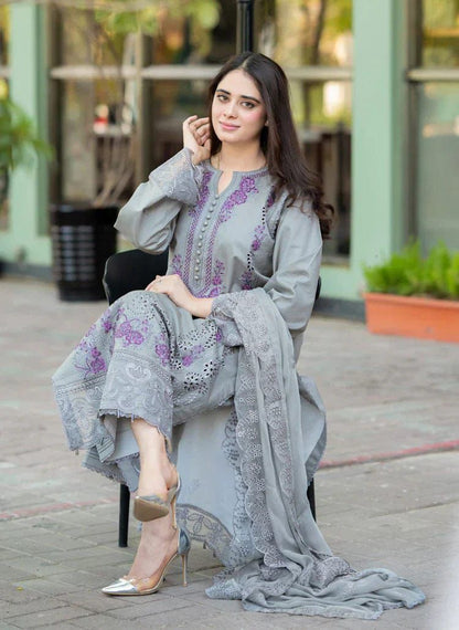 Luxury Lawn Chikankari Embroidered Luxury Unstitched 3 Piece Suit Mirza Collection